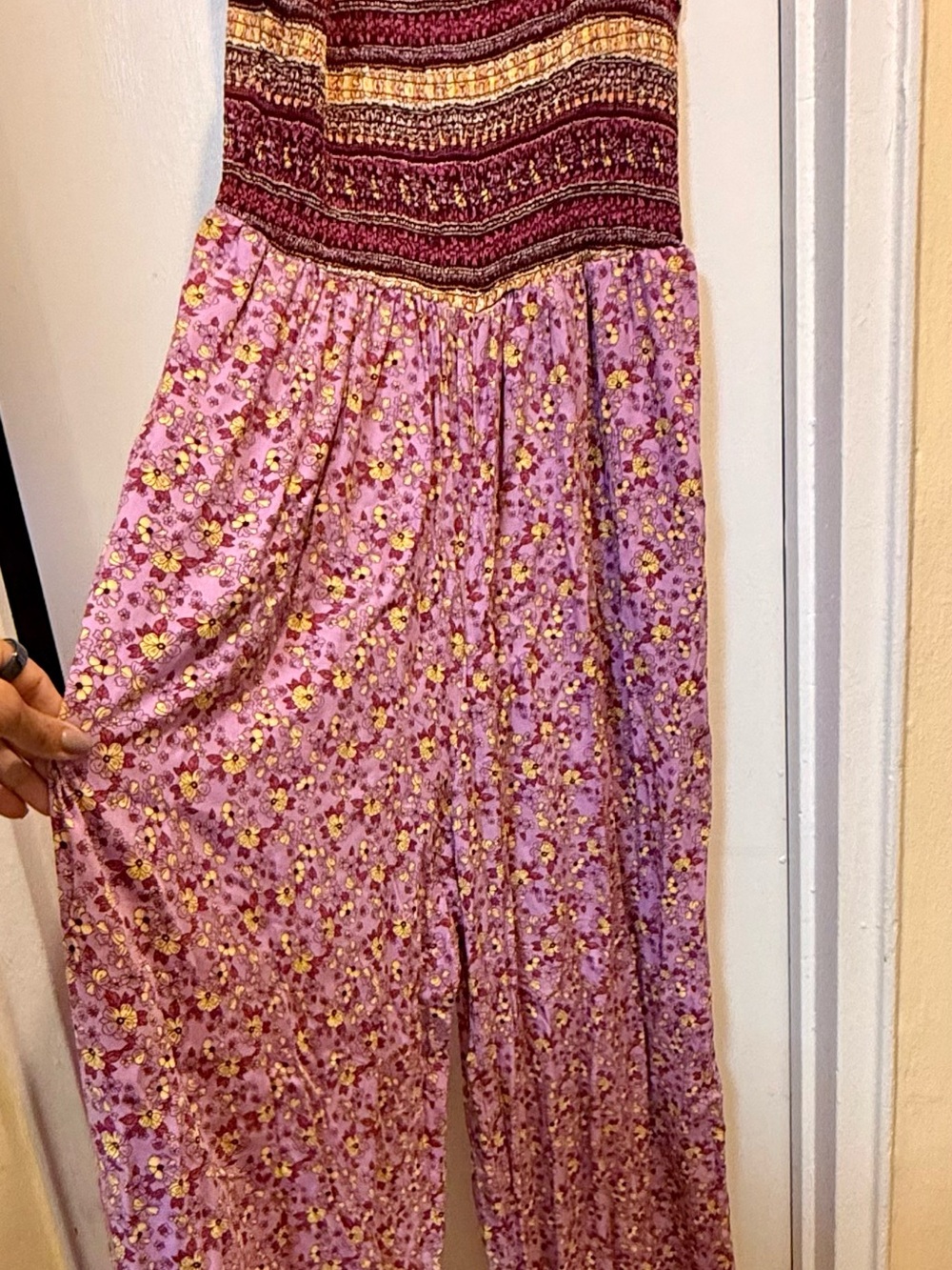 Smocked Floral Purple Strap Romper